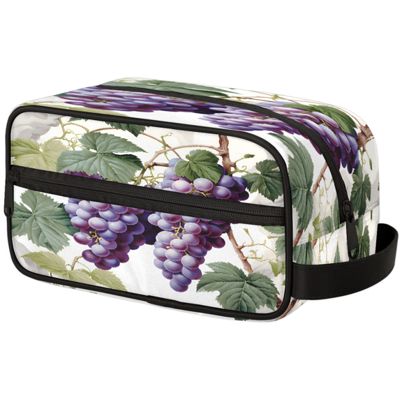 Jiaoprinted Travel Toiletry Bag Purple Grapes Makeup Bag, Wine Grapes Cosmetic Pouch Travel Accessories for Women Men