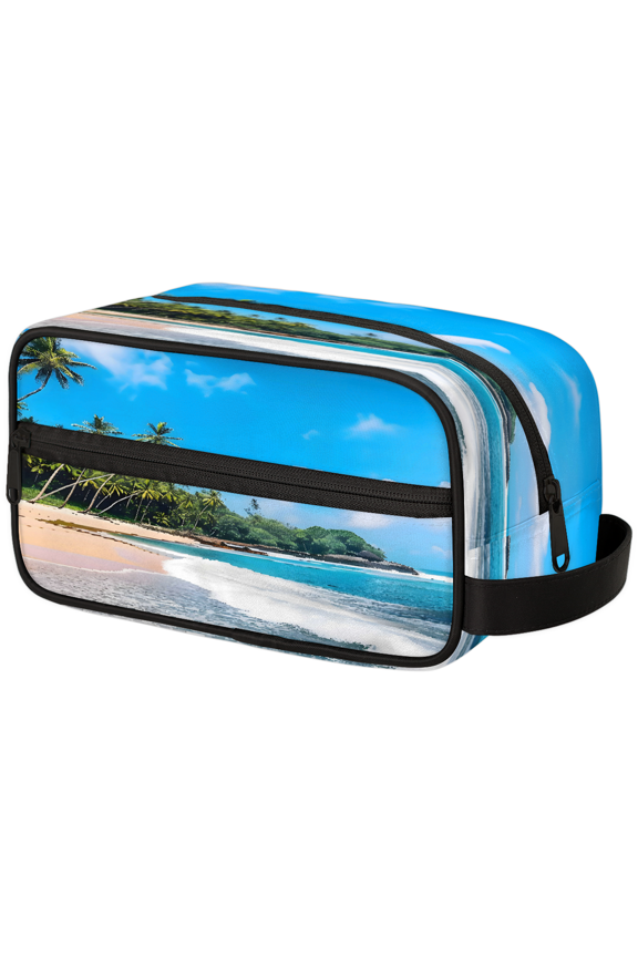 Travel Toiletry Bag Tropical Palm Trees Makeup Bag, Beach Coastal Cosmetic Pouch Travel Accessories for Women Men