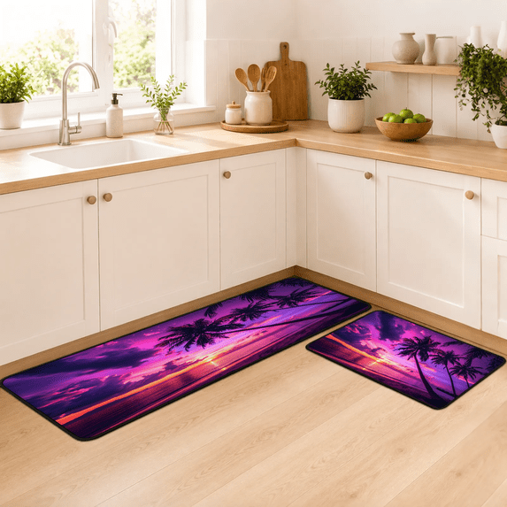 Jiaoprinted Tropical Sunset Kitchen Mats Cushioned Anti Fatigue 2 Piece ...