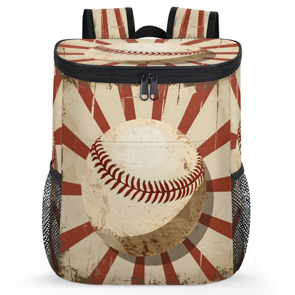 Jiaoprinted Vintage Baseball Leakproof Cooler Backpack, Cool Sports Insulated Backpack Cooler for Outdoor