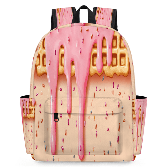 Jiaoprinted Waffle Texture Backpack, Lightweight 15 Inch Laptop Backpack for Men Women, Casual Daypack for Travel Work, Sweet Dessert