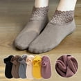 thumbnail image 1 of Jiaroswwei 1 Pair Ankle Socks Super Soft Lace Trim Non-Slip Highly Elastic Friendly to Skin Keep Warm Solid Color Stretchy Thicken Thermal Women Floor Socks Home Supplies, 1 of 8