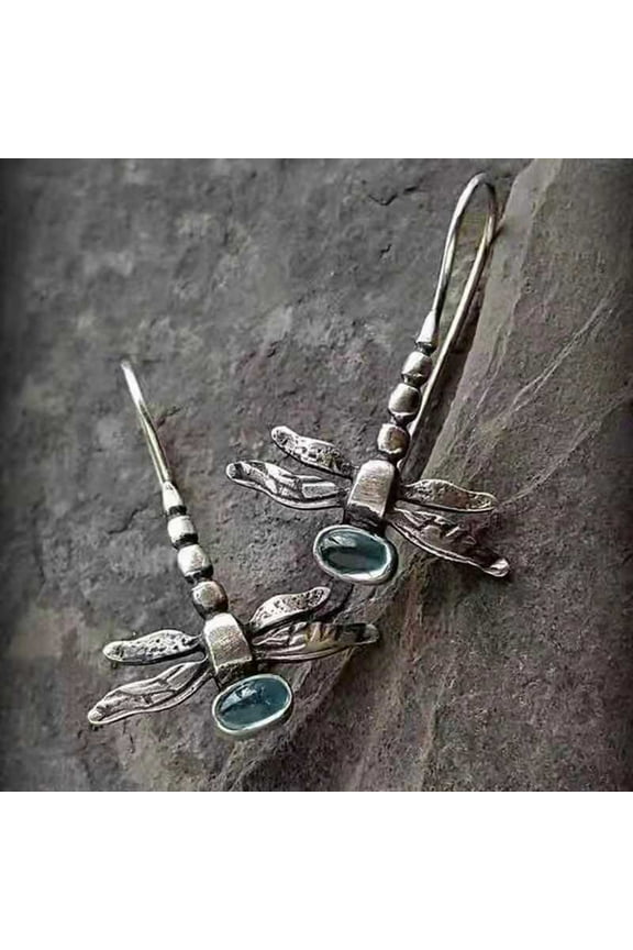 1 Pair Women Earrings Dragonfly Rhinestone Jewelry Vintage Animal Hook Earrings for Wedding