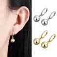 thumbnail image 1 of Jiaroswwei 1 Pair Women Hoop Earrings Solid Color Short Lightweight Ball Pendant Dangle Earrings Birthday Gift, 1 of 8