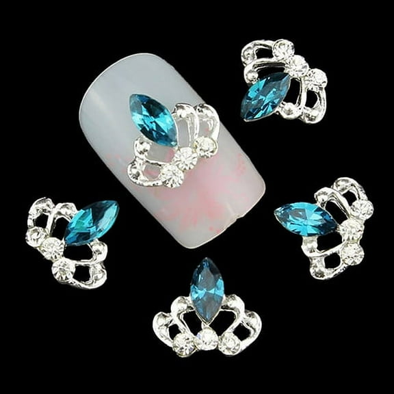 Jiaroswwei 10 Pcs 3D Crown Rhinestone Nail Art Decoration Charms Studs Manicure Tool