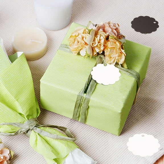 Jiaroswwei 100Pcs Paper Tags Decorative Multi-purpose Blank Reusable Writable Scrapbooking Crafts DIY Round Laciness Gift Tags Price Labels Pendant Party Favors