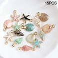 thumbnail image 1 of Jiaroswwei 15 Pcs/Set Unisex Jewelry Accessory Shell Conch Starfish Pendant for Necklace Bracelet, 1 of 8