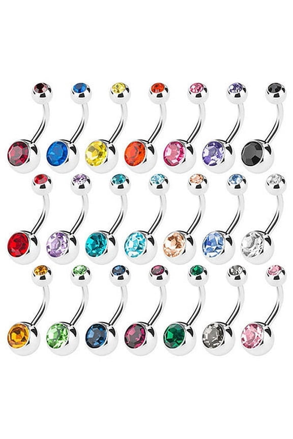 15Pcs Unisex Punk Rhinestone Belly Bars Navel Button Rings Body Piercing Jewelry