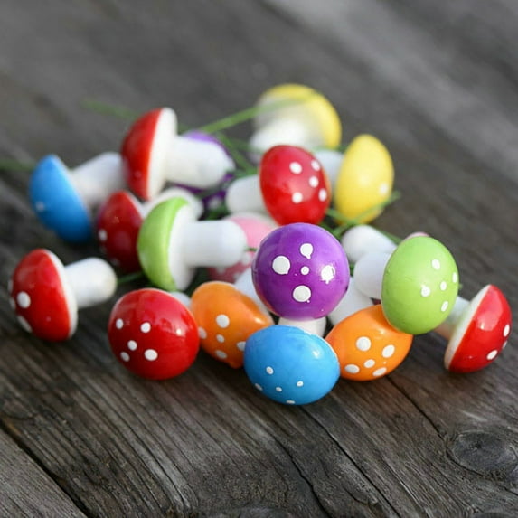 Jiaroswwei 16Pcs Artificial Mushroom Holiday Easter Bonsai Spring Garden Flower Pot Decor