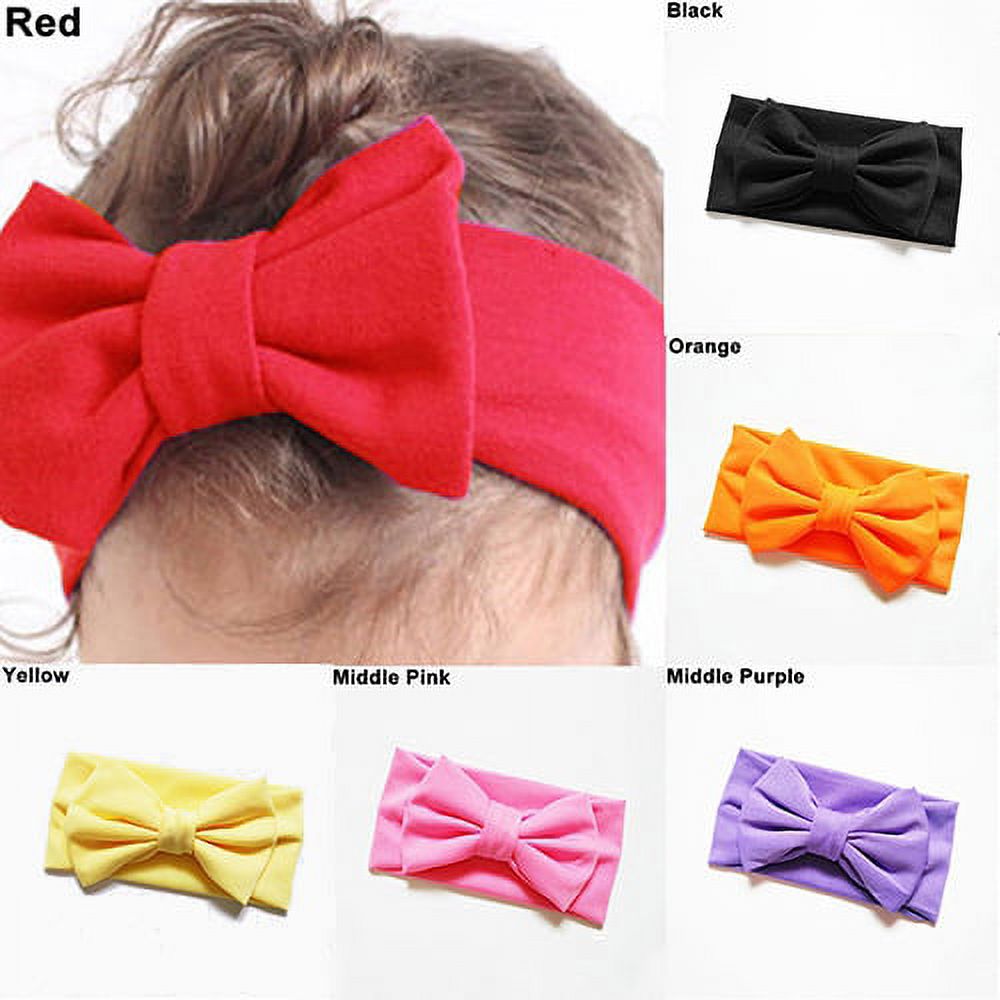 Jiaroswwei 1Pc Cute Baby Girls Big Bowknot Elastic Headband Hairband Headwear Accessory
