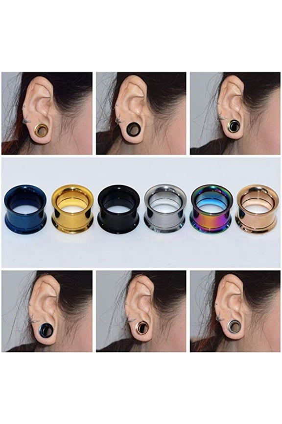 1Pc Ear Expander Solid Color Skin-friendly Stainless Steel Double Flared Ear Gauges for Men Women