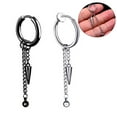 thumbnail image 1 of Jiaroswwei 1Pc Men Fashion Long Chain Ear Piercing Loop Clip Hoop Earring Jewelry Gift, 1 of 7