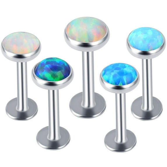 Jiaroswwei 1Pc Men Women Faux Opal Labret Lip Ring Ear Stud Earring Body Piercing Jewelry