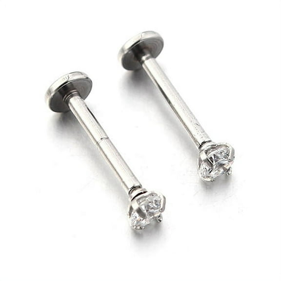 Jiaroswwei 2 Pcs Stainless Steel Lip Ring Piercing Jewelry Charms Rhinestone Lips Studs