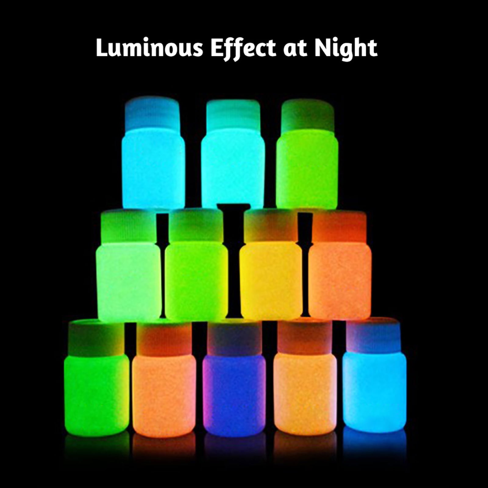Jiaroswwei 20g Paint Fluorescent Nonradioactive 12 Colors Multipurpose Luminous Paint for