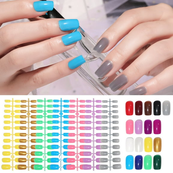 Jiaroswwei 24Pcs/Sheet Nail Art Patches Full-cover DIY Design Reusable Nail Polish Artificial Tips for Women