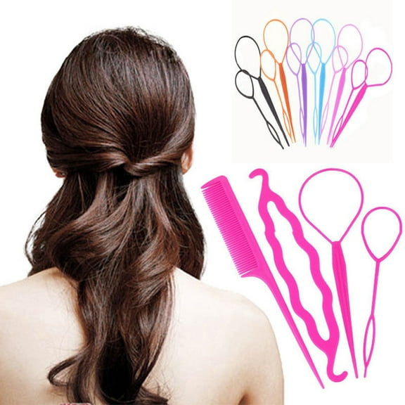 Jiaroswwei 4 Pcs/Set Styling Clip Bun Maker Hair Design Twist Braid Ponytail Tool Accessory