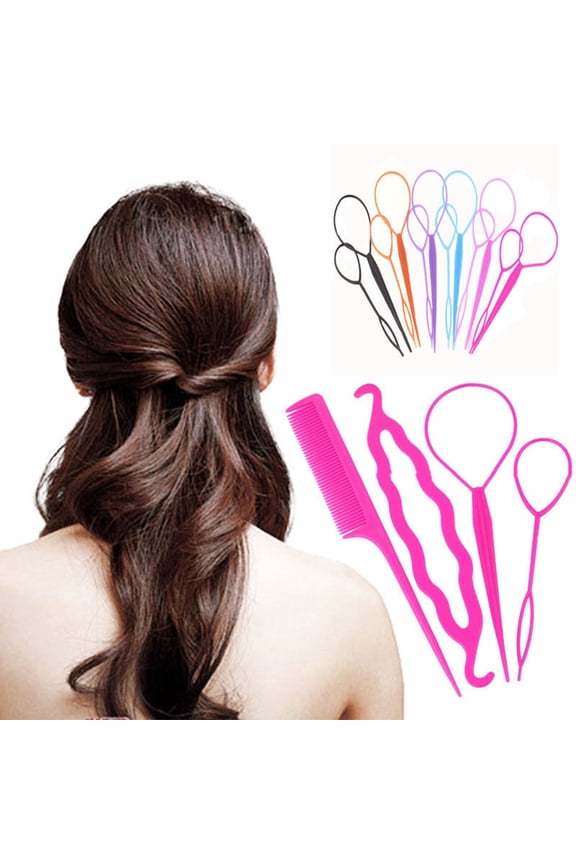 4 Pcs/Set Styling Clip Bun Maker Hair Design Twist Braid Ponytail Tool Accessory