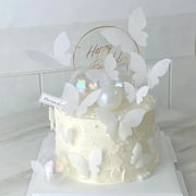 Jiaroswwei 50Pcs Cake Card Multi-purpose Nice Looking Anti-fall Stable Butterfly Design Birthday Dessert Decor Topper for Bakery