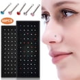 thumbnail image 1 of Jiaroswwei 60Pcs Nose Rings Piercing Attractive Rhinestone Comfortable to Wear Shiny Body Jewelry Hypoallergenic Stainless Steel Nose Studs Rings Jewelry Accessory, 1 of 7