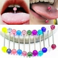 thumbnail image 1 of Jiaroswwei 7/20Pcs Sequins Luminous Nipple Tongue Bar Barbell Ring Body Piercing Jewelry, 1 of 8