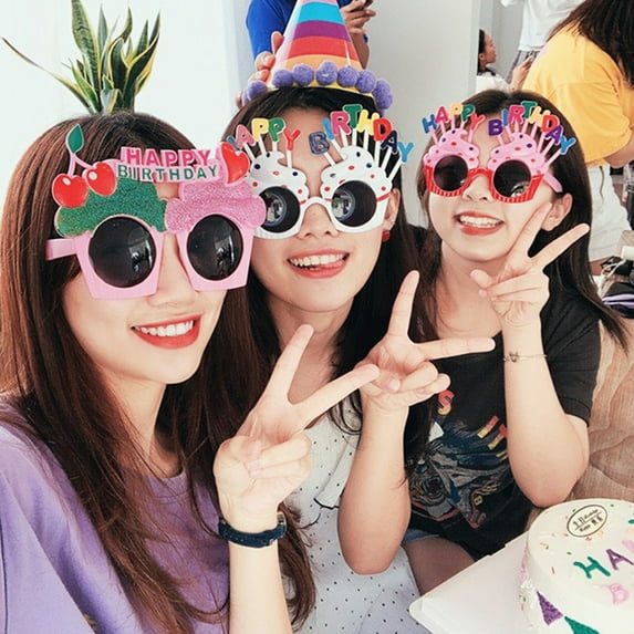 Jiaroswwei Adults Kids Funny Happy Birthday Glasses Dress up Eyeglasses Gift Party Supplies