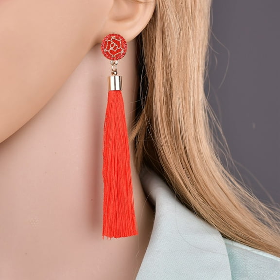 Jiaroswwei Bohemian Ethnic Flower Long Tassel Dangle Statement Earrings Women Jewelry Gift