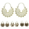 thumbnail image 1 of Jiaroswwei Bohemian Women Hollow Flower Honeycomb Filigree Hoop Earrings Retro Jewelry Gift, 1 of 8