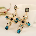 thumbnail image 1 of Jiaroswwei Boho Women Rhinestone Inlaid Hollow Cross Dangle Ear Drop Earrings Jewelry Gift, 1 of 5