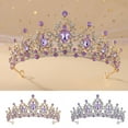 thumbnail image 1 of Jiaroswwei Bridal Crown Temperament Shiny Purple Rhinestone Tiaras Crowns Bridal Headband Hairwear Hair Jewelry Ornaments for Party, 1 of 7