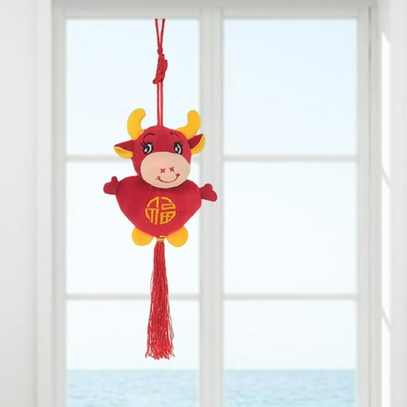 Jiaroswwei Chinese Zodiac Cattle Shape Design Plush Stuffed Doll Pendant Home Decor Gift