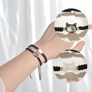 Jiaroswwei Couple Bracelet Personality Handmade Beads Adjustable Luxury Black Cat Shell Hand Braided Bracelet Jewelry Accessory