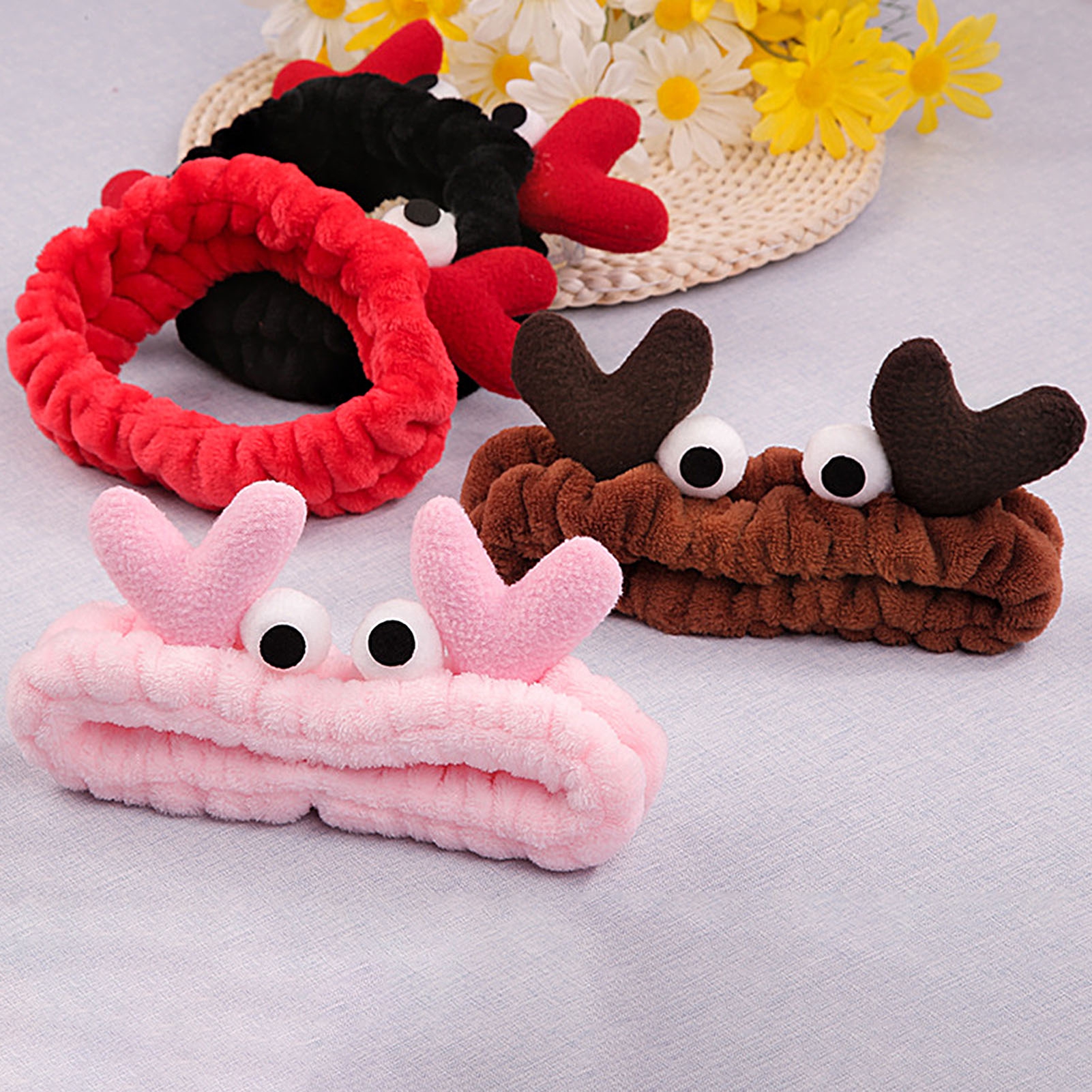 Jiaroswwei Cute Women Cartoon Crab Ears Stretchy Headband Face Washing Hairband Headwear