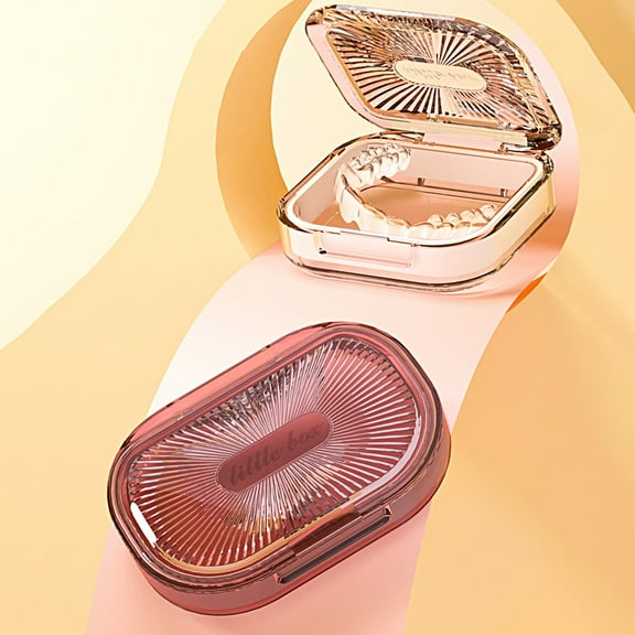 Jiaroswwei Denture Box Good Sealing High Capacity Portable Waterproof Light Luxury Denture Bath Case Box Holder for Daily Use