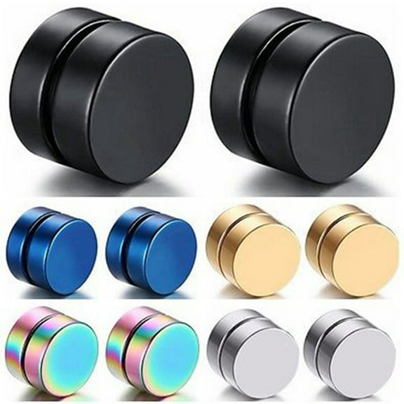Jiaroswwei Earrings Cool Anti-rust Punk Style Non Piercing Magnetic Men Ear Studs for Bar Club