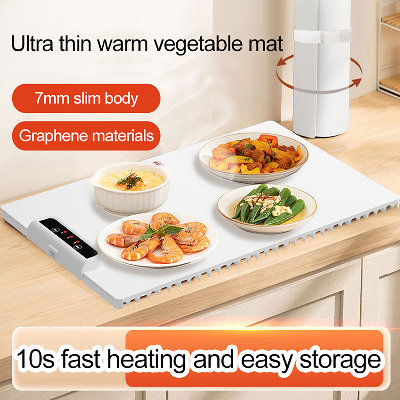 Jiaroswwei Electric Warming Tray with Adjustable Temperature Foldable Design Fast Heating Food