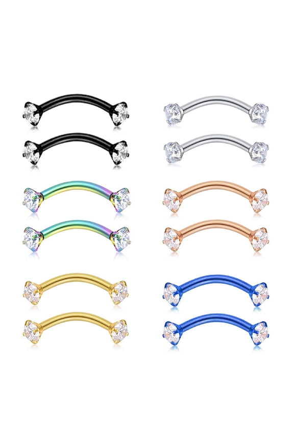 Eyebrow Ring Cubic Zirconia Wear-resistant Steel Body Piercing Jewelry Barbell for Women