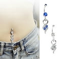thumbnail image 1 of Jiaroswwei Fashion Surgical Steel Heart Rhinestone Belly Ring Body Piercing Navel Jewelry, 1 of 7