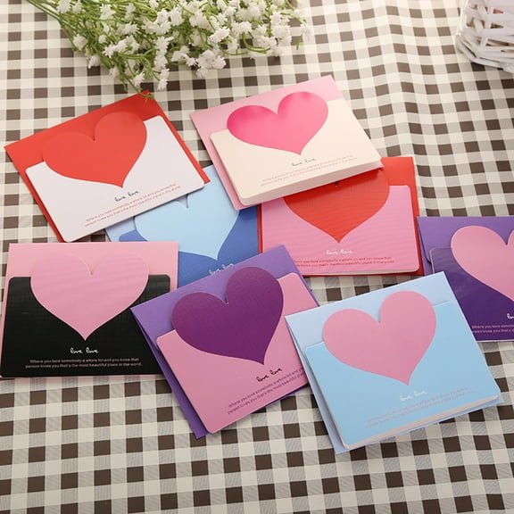 Jiaroswwei Greeting Card Foldable Visual Effect Paper Creative Heart Pattern Blessing Card for Valentine's Day