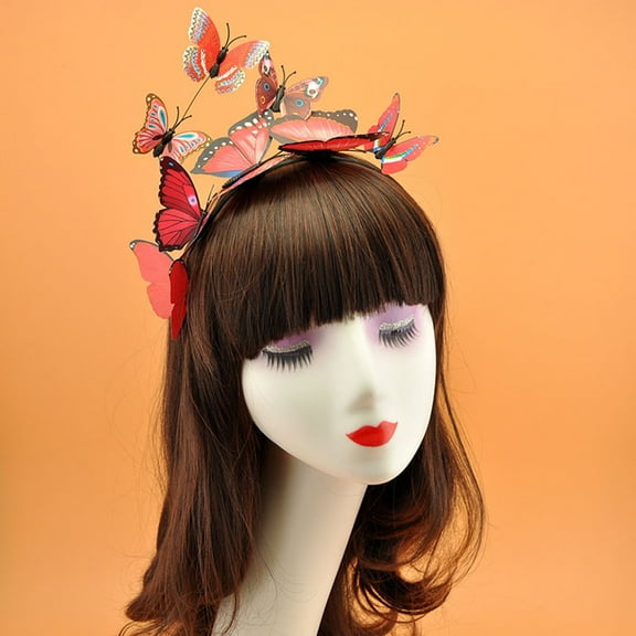 Jiaroswwei Hair Hoop Long Lifespan Creative Plastic Colorful Three-dimensional Butterfly Headband for Birthday Parties