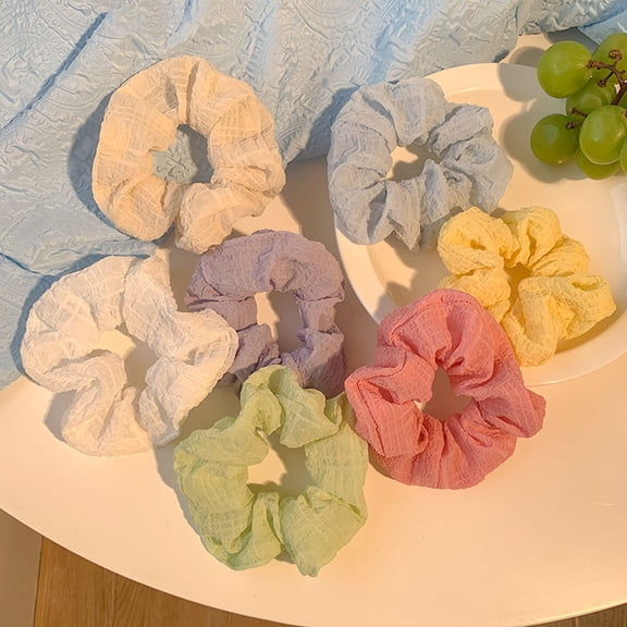 Jiaroswwei Hair Scrunchy Retro Refreshing Puffy Stretch Sweet Hairstyle Decoration Fabric Solid Color Girls Hair Band Ponytail Holder for Daily Life