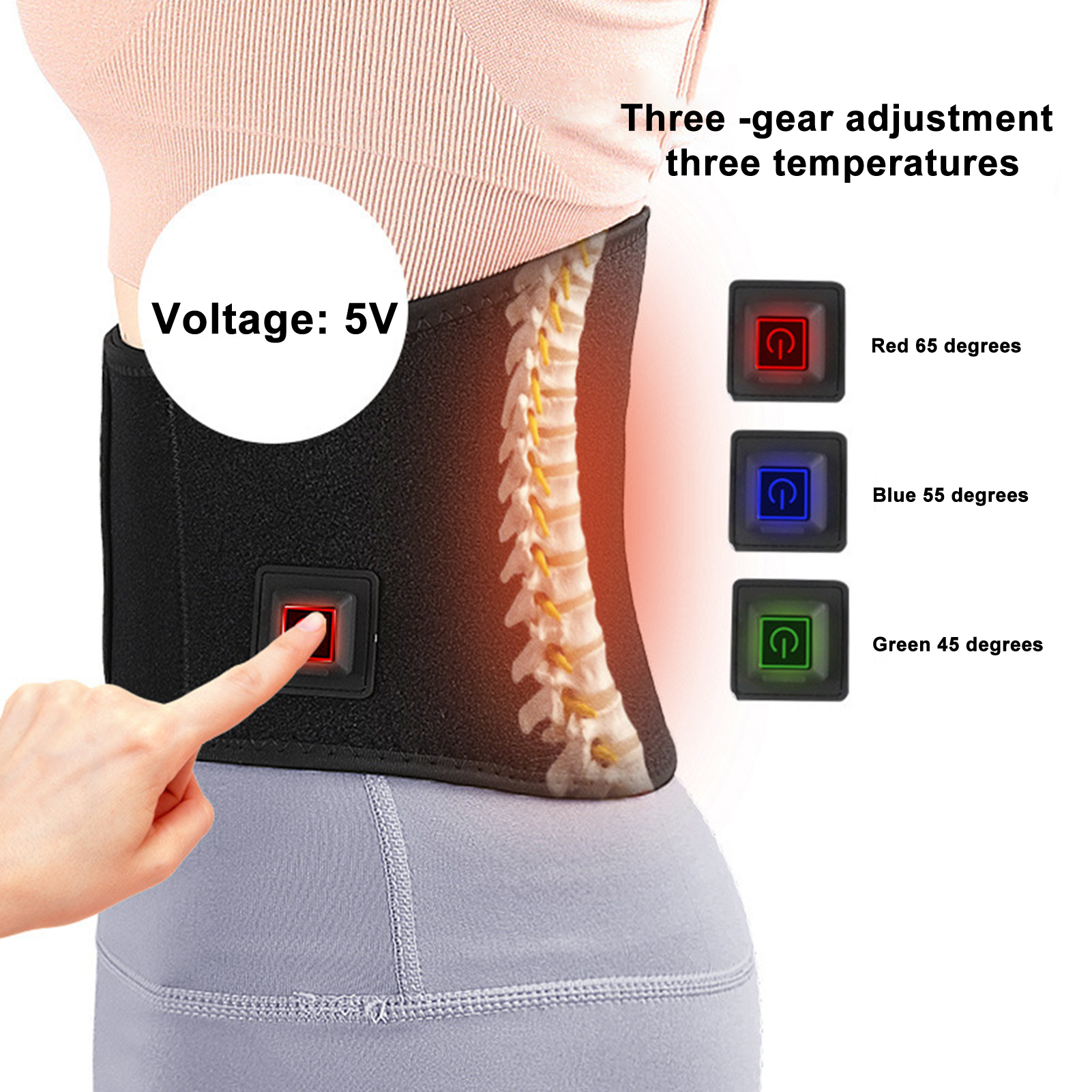 Jiaroswwei Heating Waist Pad Electric Waist Support Vibration Massage