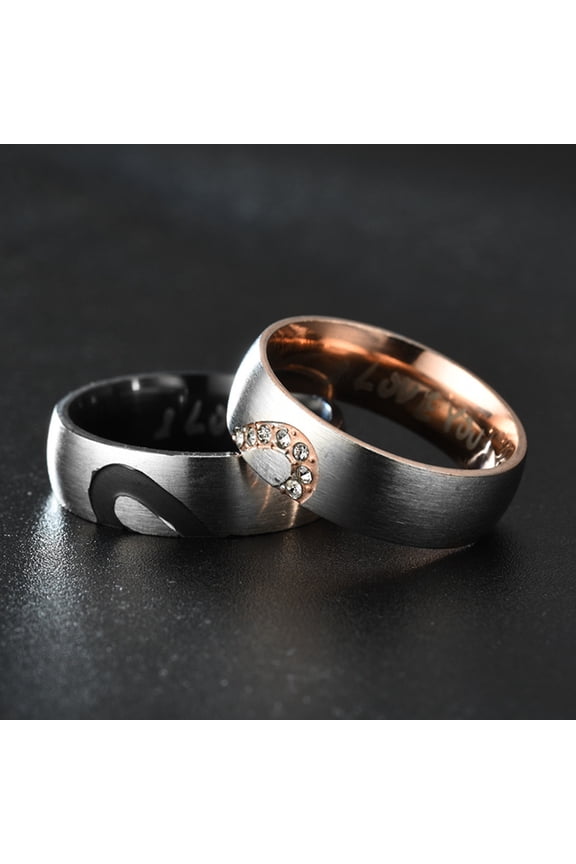 I LOVE YOU Letter Simple Heart Shape Engagement Ring Couple Ring Jewelry Accessory