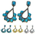thumbnail image 1 of Jiaroswwei Ladies Faux Turquoise Inlaid Teardrop Drop Stud Earrings Statement Jewelry Gift, 1 of 8