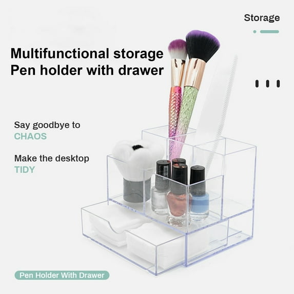 Jiaroswwei Makeup Organizer Large Capacity Drawer Type Smooth Edge Compartment Cosmetics Container Household Supplies