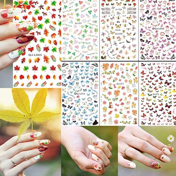 Jiaroswwei Maple Leaf Flower Butterfly Manicure Nail Art Decal Stickers Tips Decoration