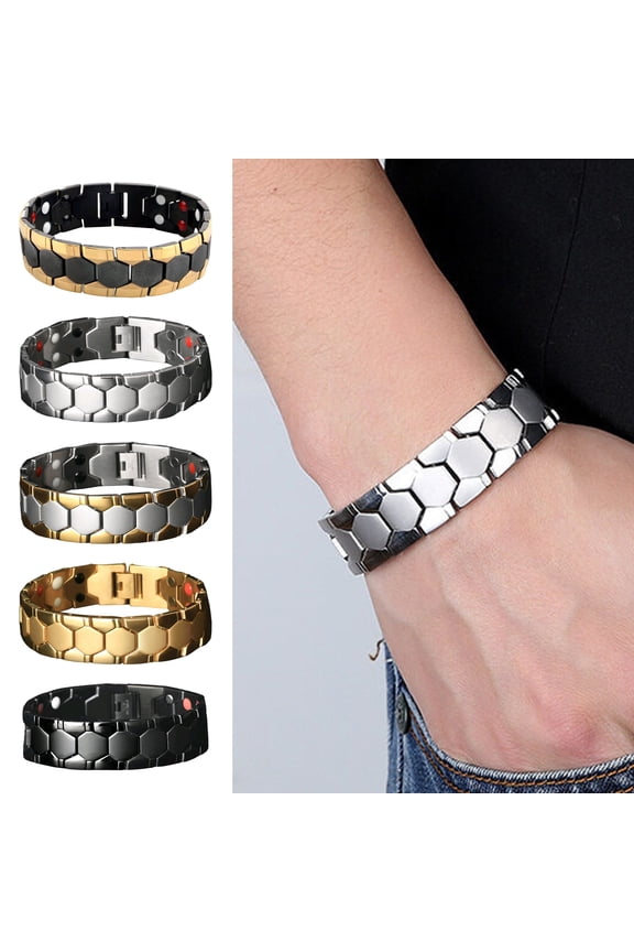 Men Bracelet Magnetic Alloy Durable Detachable Therapy Bracelet Daily Jewelry