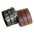 thumbnail image 1 of Jiaroswwei Men Fashion Multilayer Belt Faux Leather Bracelet 3 Buckles Wristband Cuff Bangle, 1 of 7
