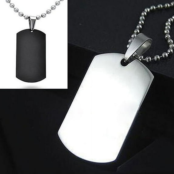 Jiaroswwei Men's Women's Punk Fashion 316L Stainless Steel Polished Rectangular Dog Tag Necklace