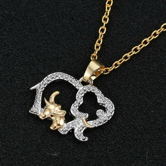 Jiaroswwei Mother's Day Gift Creative Cute Animal Double Elephant Pendant Necklace Jewelry